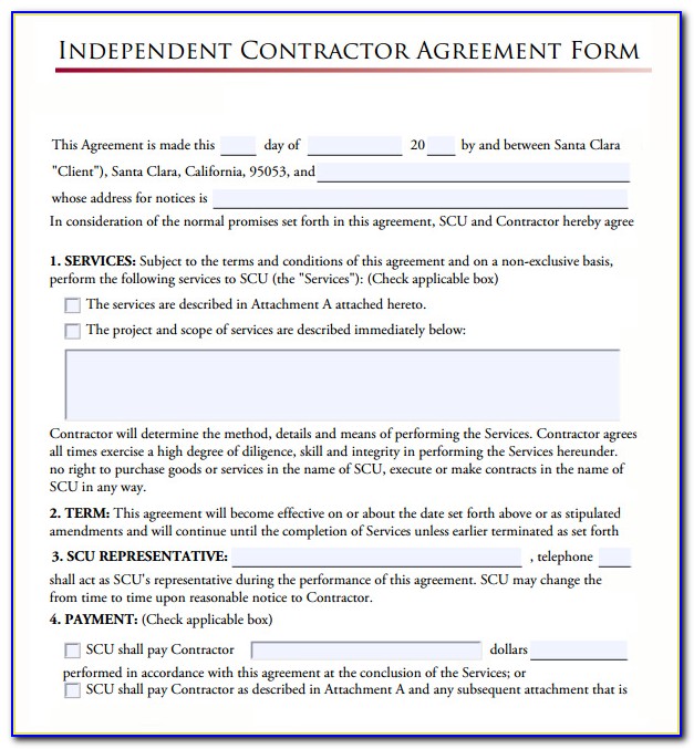 Independent Contractor Agreement Template Free Download Uk
