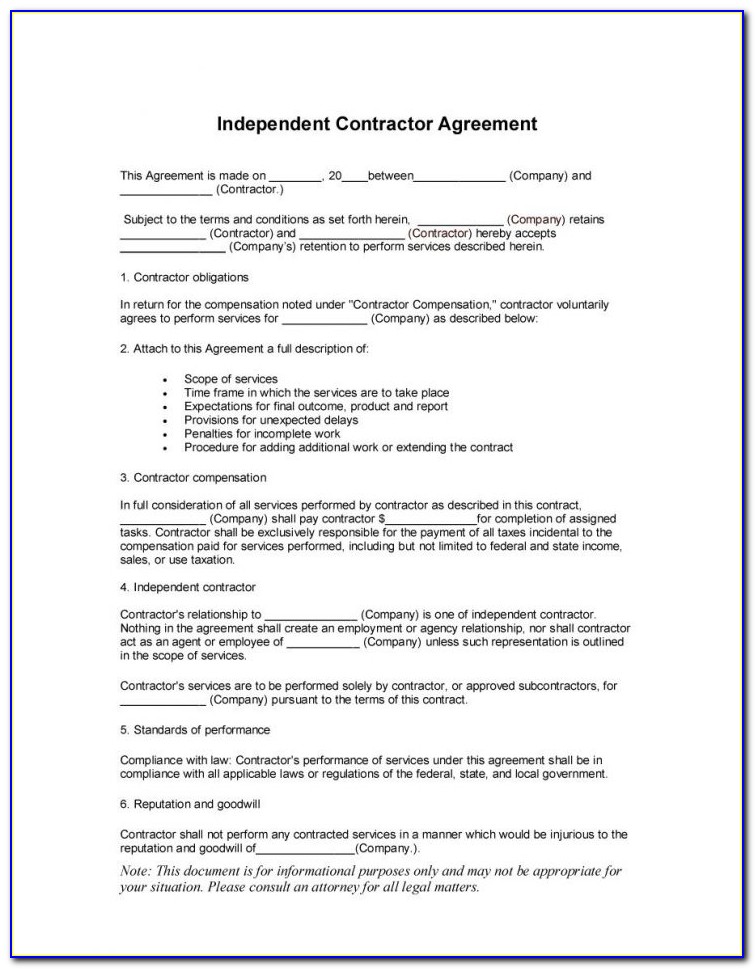 Independent Contractor Agreement Template Free Nz