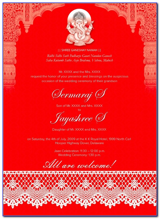 Indian Wedding Invitation Card Templates With Gold Patterned And Crystals On Paper Color