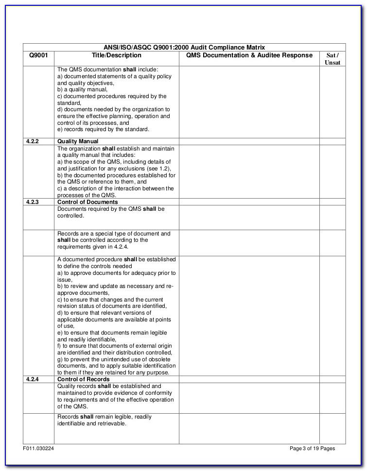 Internal Audit Checklist Template Excelinternal Audit Checklist Template Excel