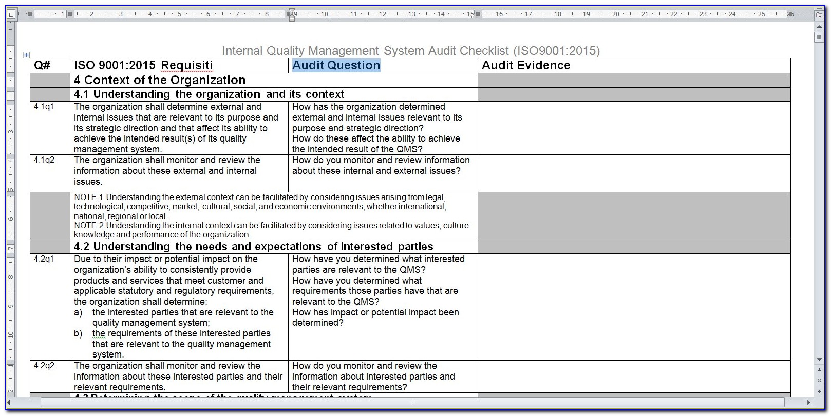 Internal Audit Checklist Template Iso 17025