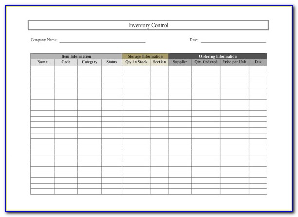 Inventory Control Excel Template Download