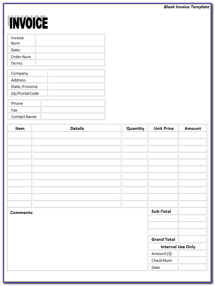 Invoice Blank Template Download