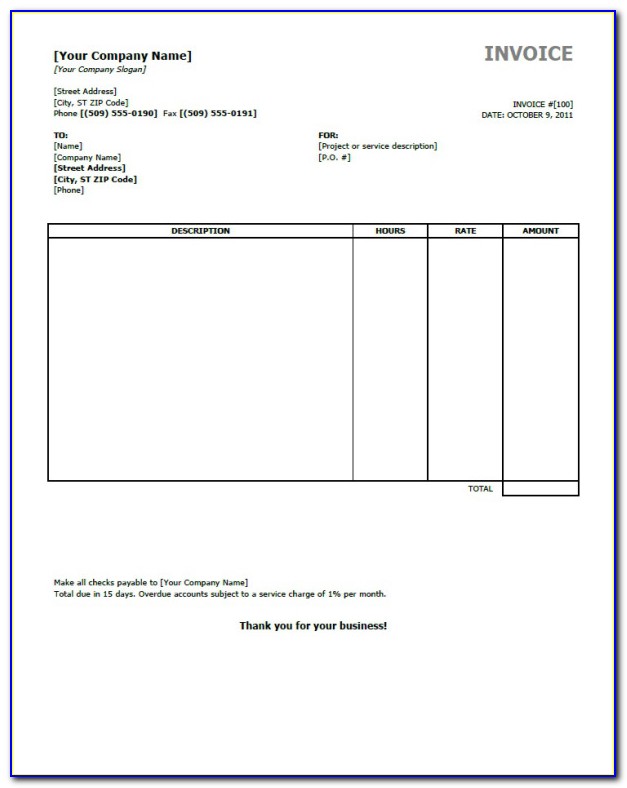 Invoice Format In Word Pdf Free Download