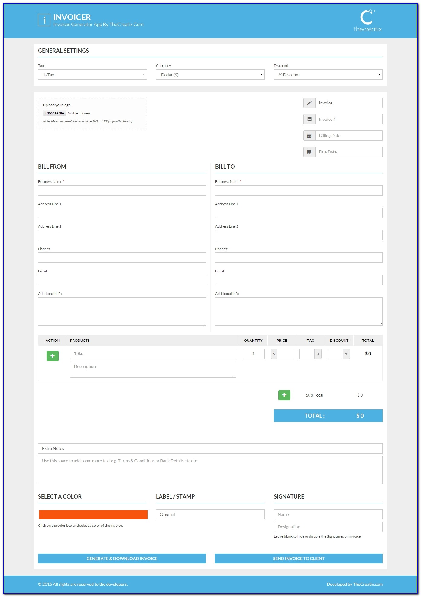 Invoicer Invoices Generator App Pixarwpthemes Codecanyon Invoice Generator App