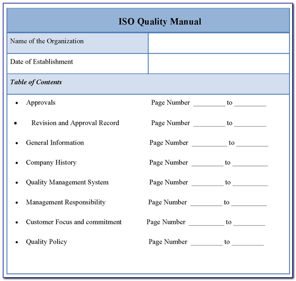 Iso 9001 Quality Manual Example