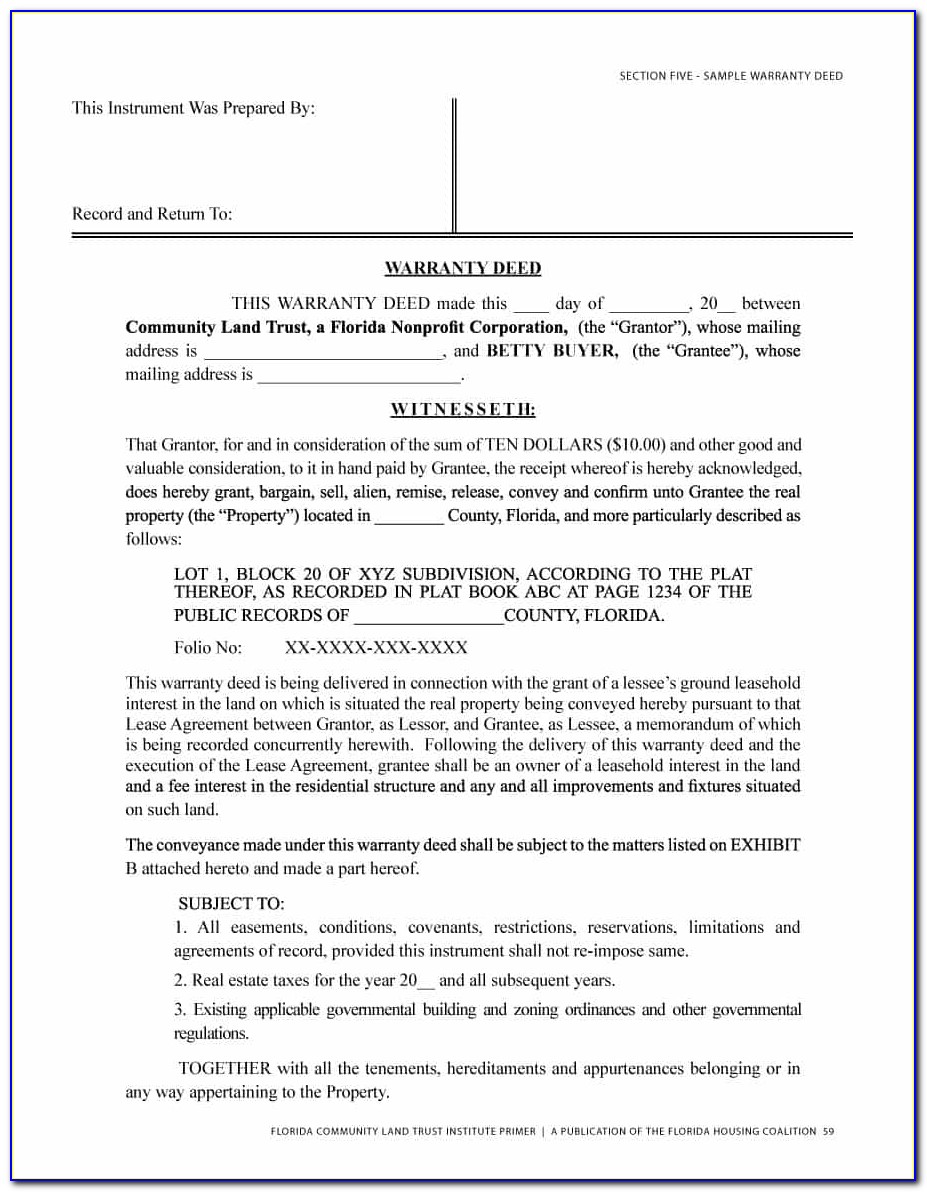 Land Deed Contract Template