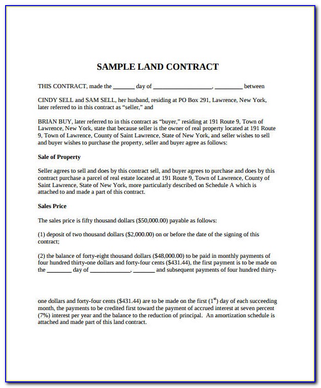 Land Sale Contract Template