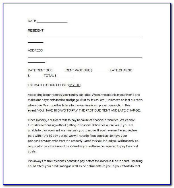 Rental Agreement Template Word Unique Late Rent Notice 12 Free Samples Examples Format Download