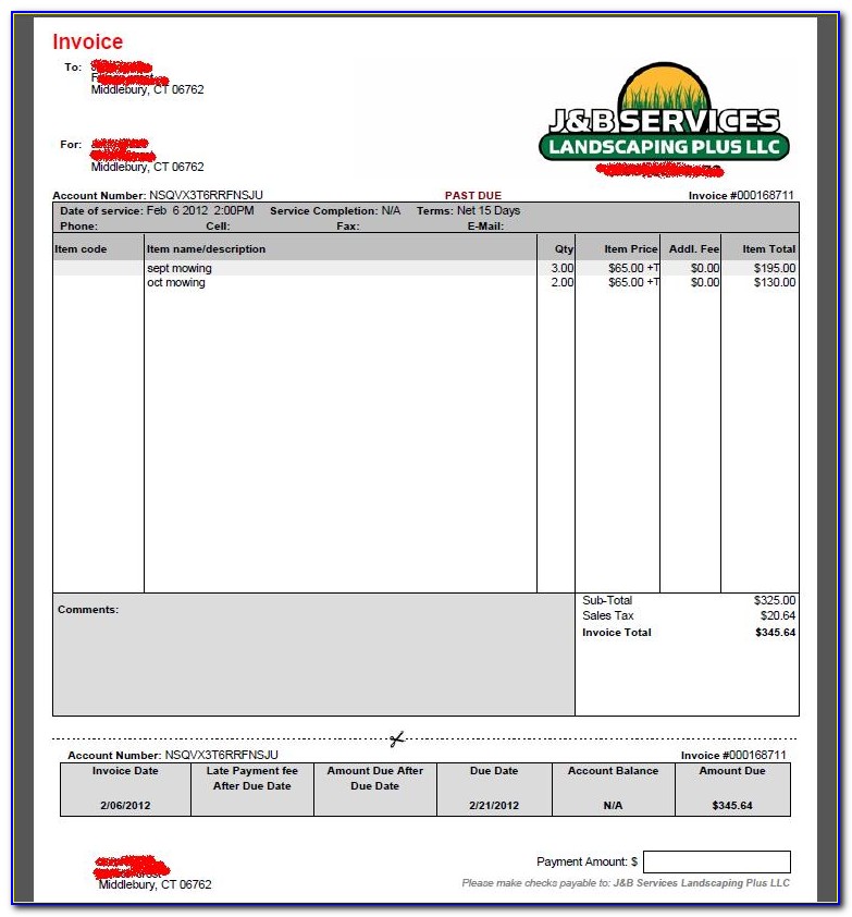 Lawn Service Invoice Examples