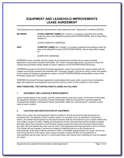 Leasehold Agreement Template