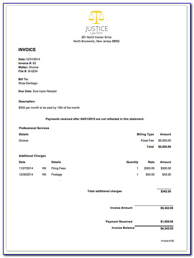 Legal Invoice Template Excel