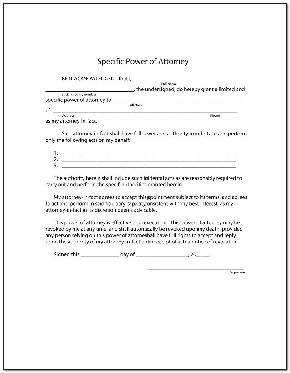 Limited Power Of Attorney Texas Template