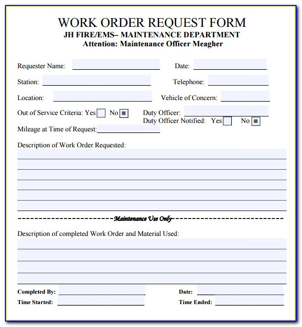 Maintenance Work Order Forms Free