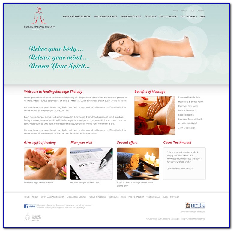 Massage Therapy Website Templates