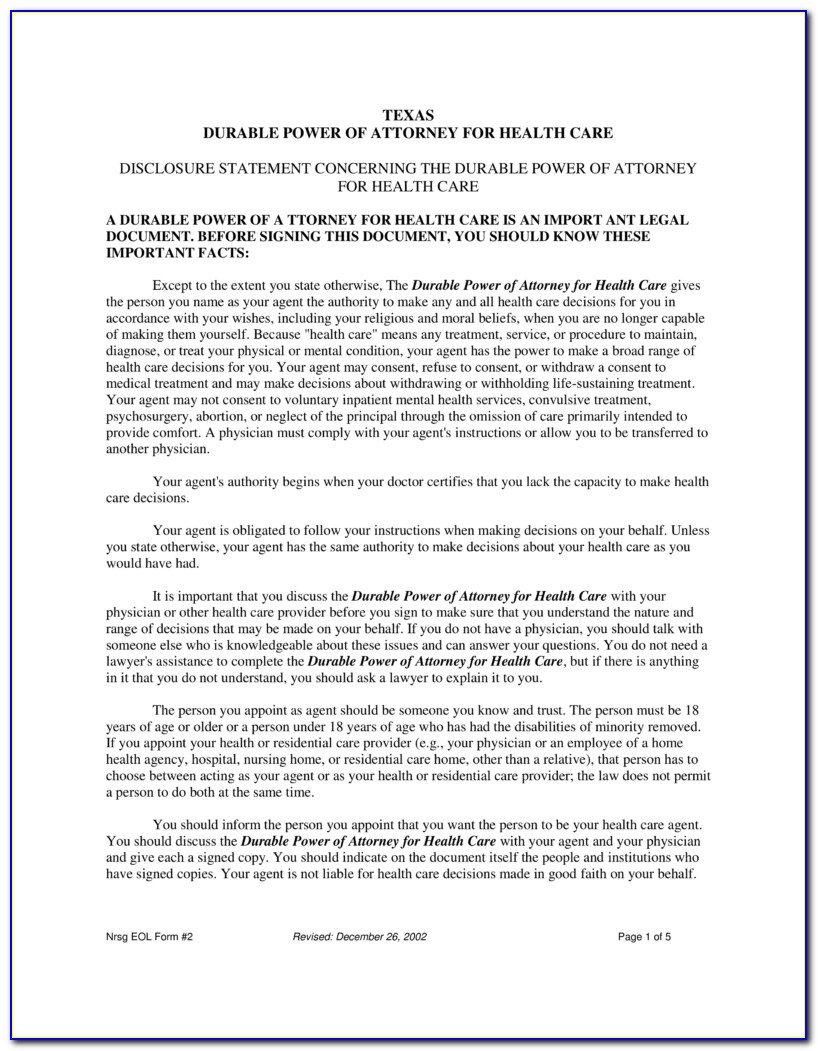 Medical Power Of Attorney For Child Texas Template