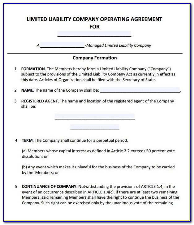 Member Managed Llc Operating Agreement Template