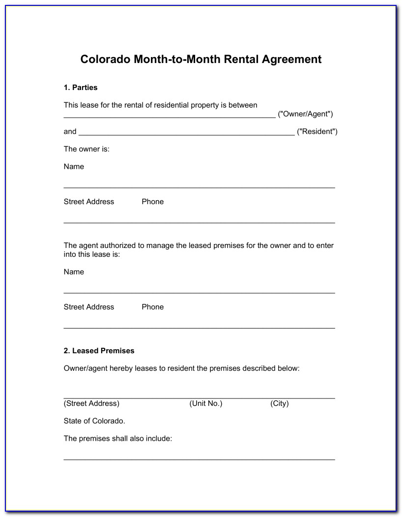 Month To Month Rental Agreement Template Ca