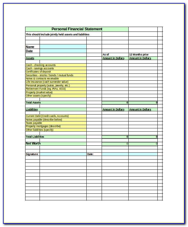 Monthly Profit Loss Statement Template Excel