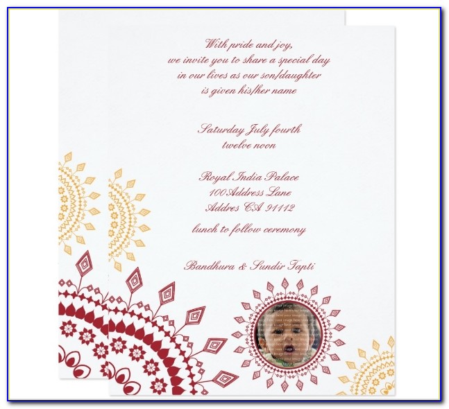 Naming Ceremony Invitation Template Indian