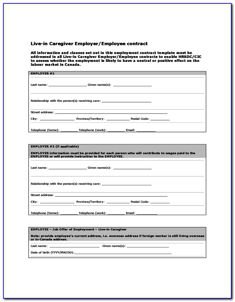 Nanny Employment Contract Template Canada