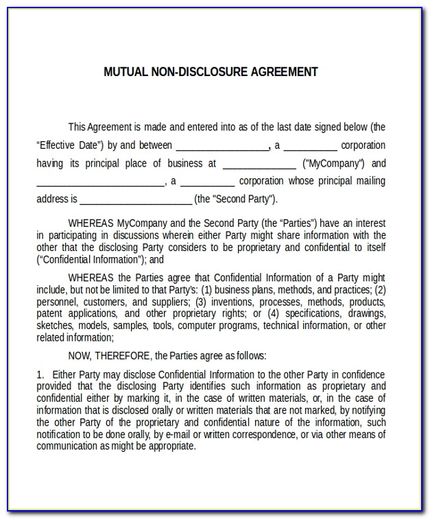 Nda Confidentiality Agreement Template
