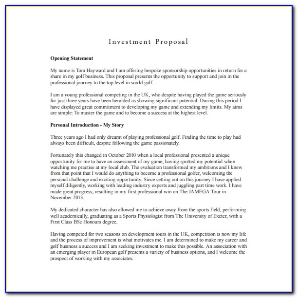 New Business Investment Proposal Template