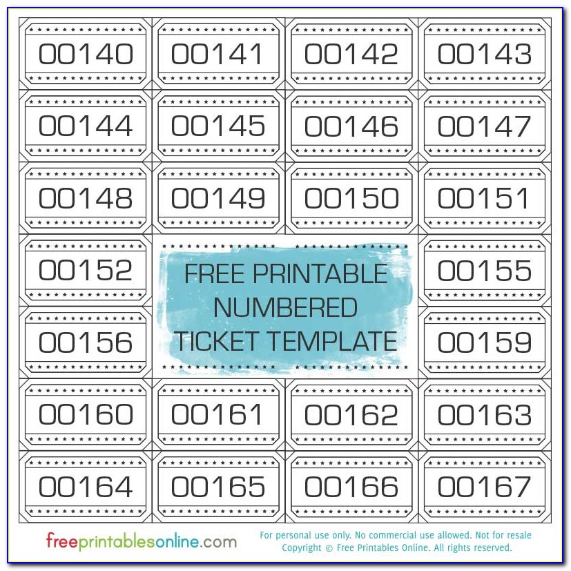 Numbered Ticket Template Free Download