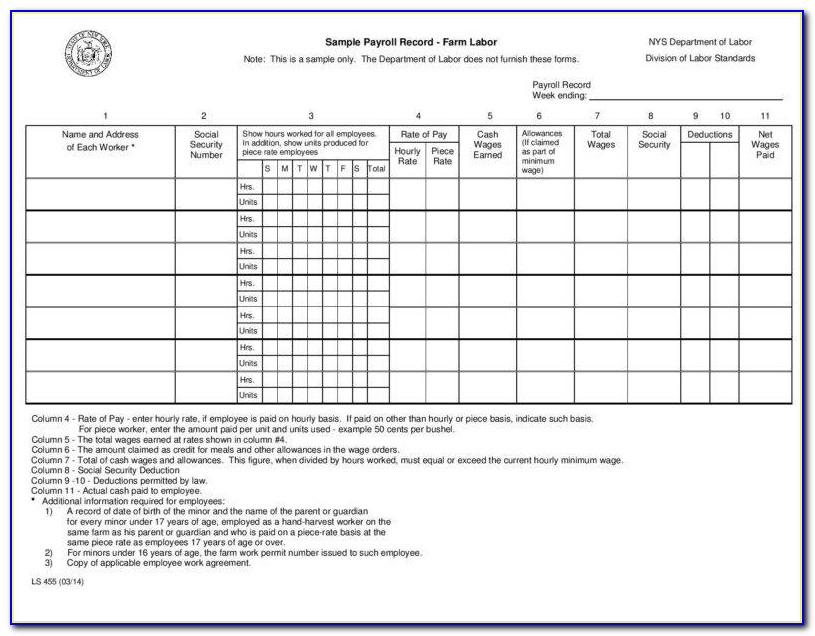 Payroll Record Forms Free