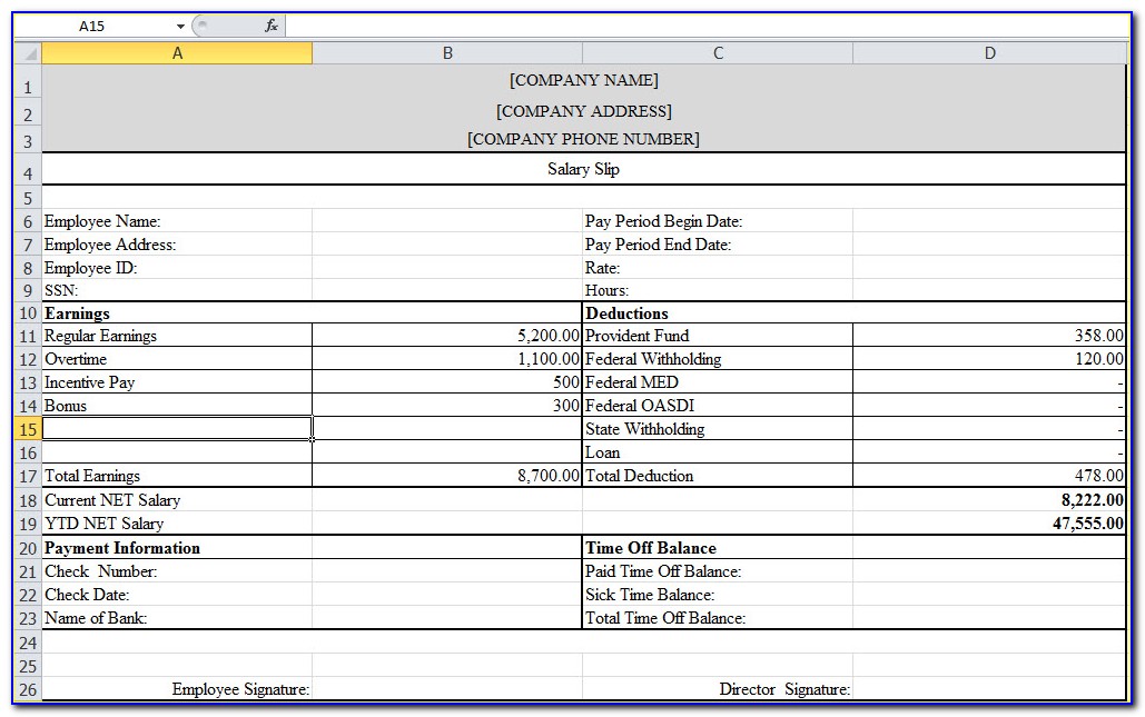 Payroll Slip Template Excel