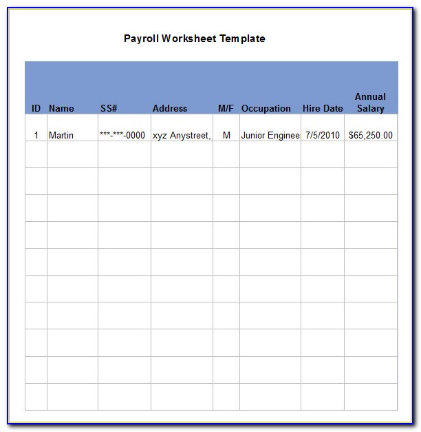 Payroll Template Free Download