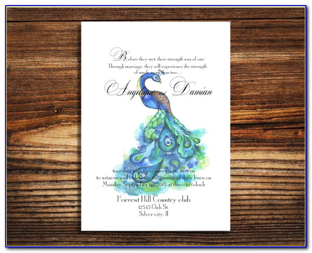 Peacock Feather Wedding Invitation Template