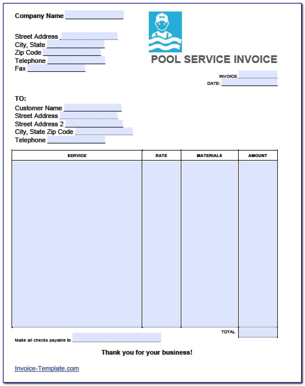 Pool Service Invoice Template
