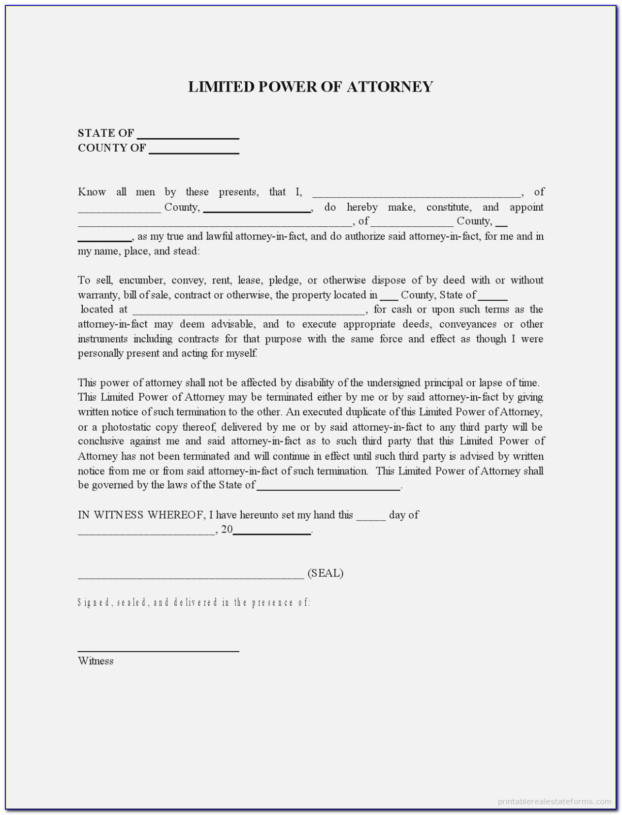 Power Of Attorney Form Texas Template