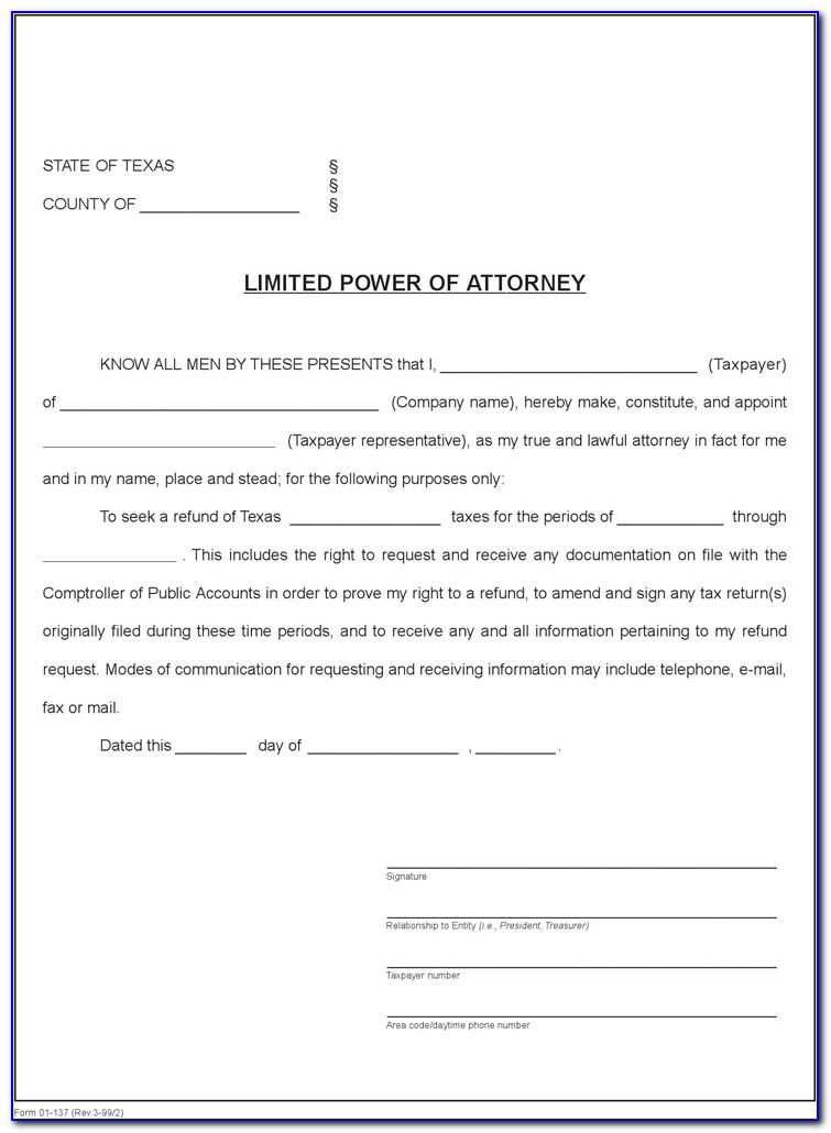Power Of Attorney Texas Printable