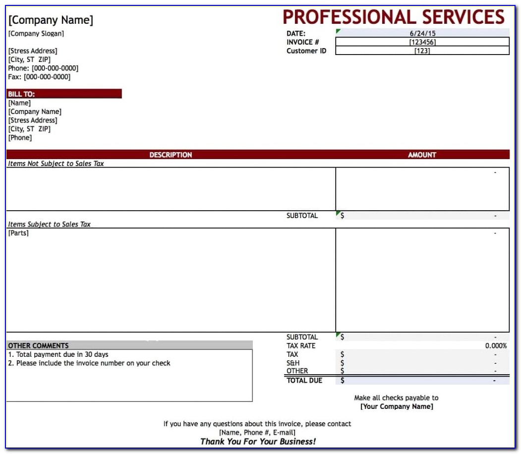 Professional Services Invoice Template India