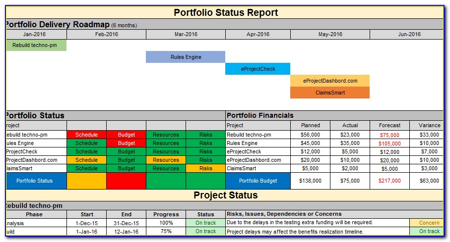 Project Portfolio Summary Excel Template