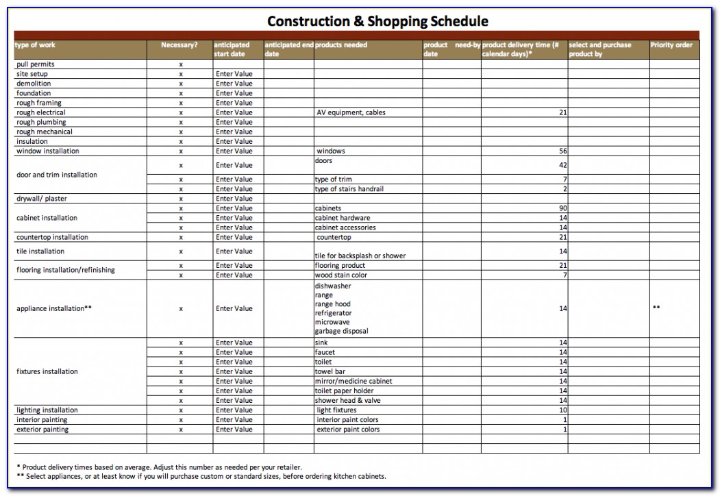 Project Schedule Template Excel Free