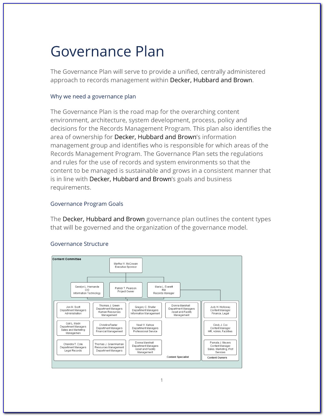 Project Technology Governance Plan Template