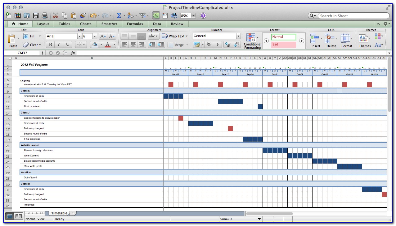 Project Timeline Template Excel Free Download
