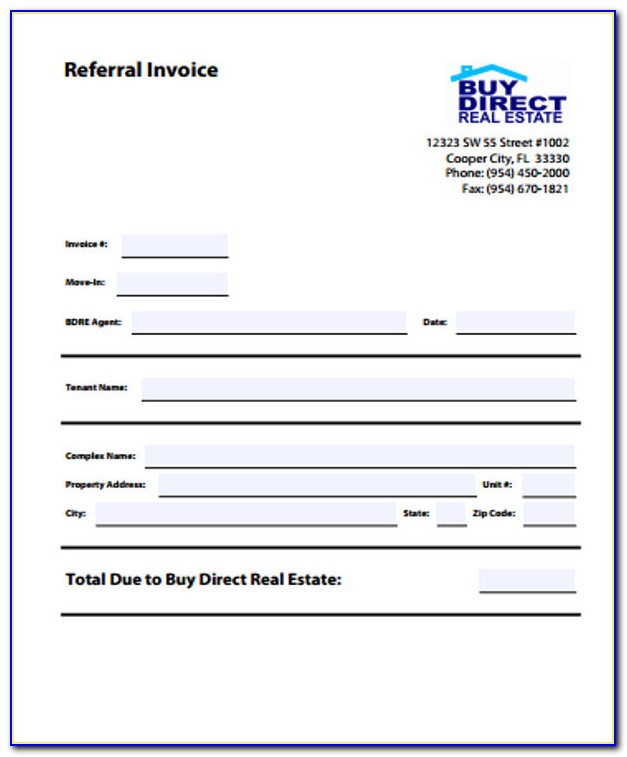 Real Estate Invoice Template Free