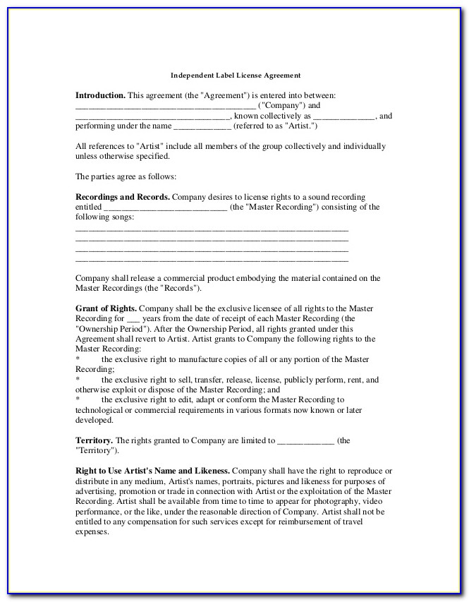 Record Label Agreement Template