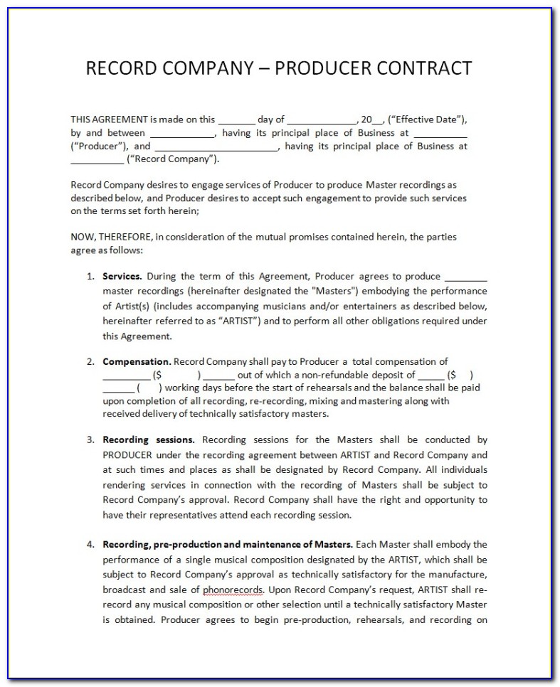 Record Label Contract Templates