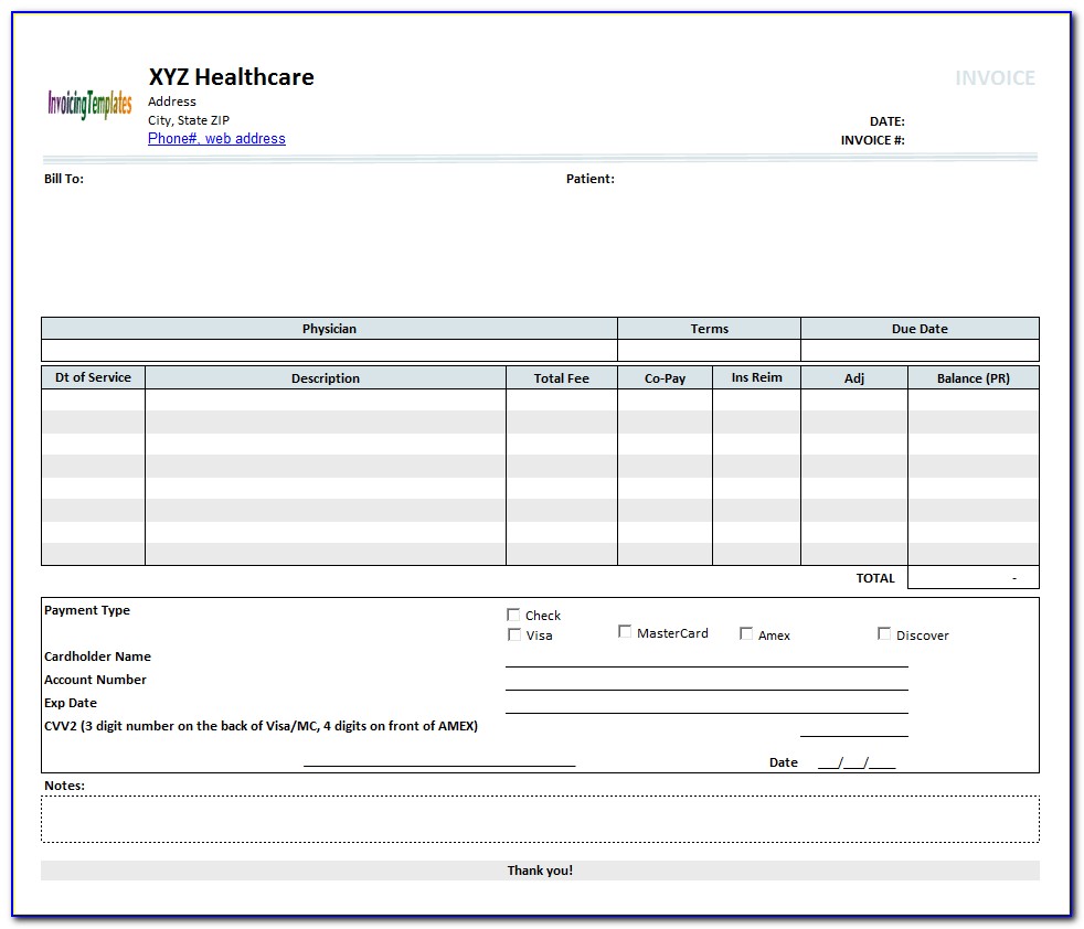Rent Invoice Template Excel