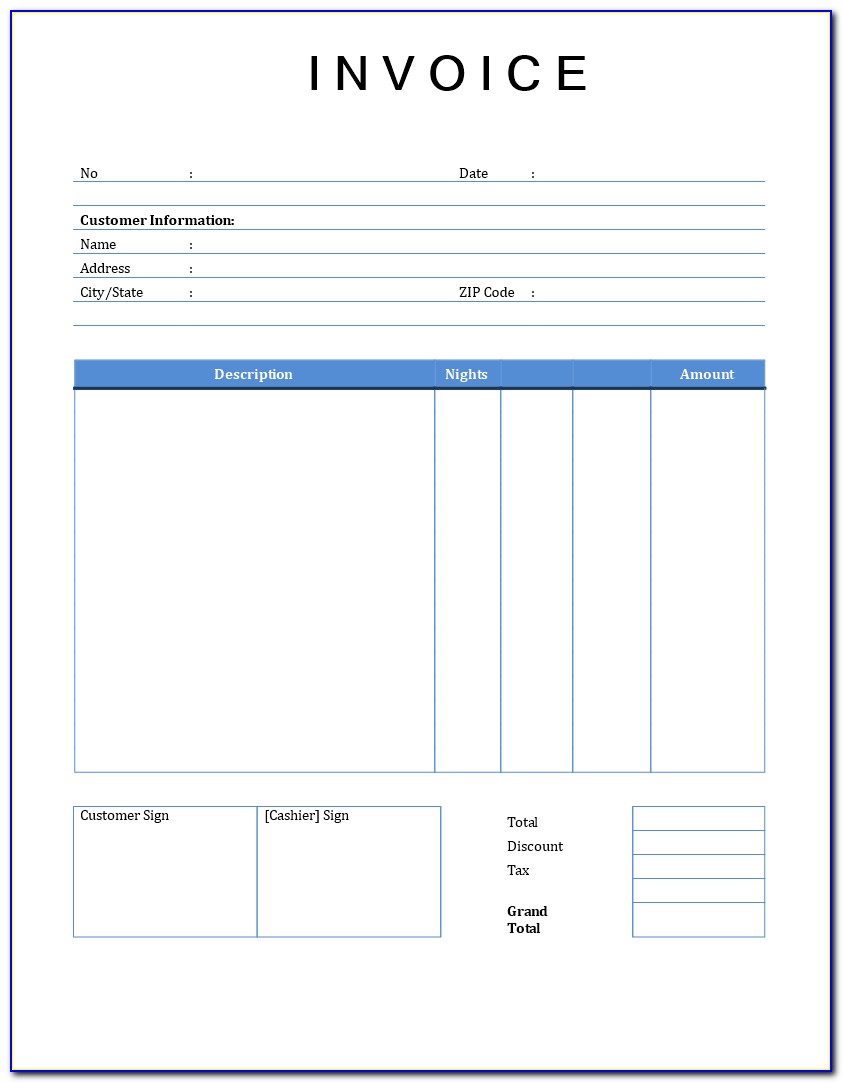Rent Invoice Template Free Download
