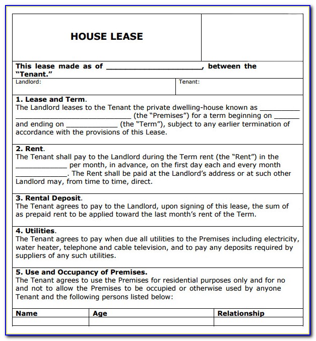 Renters Lease Agreement Template Free