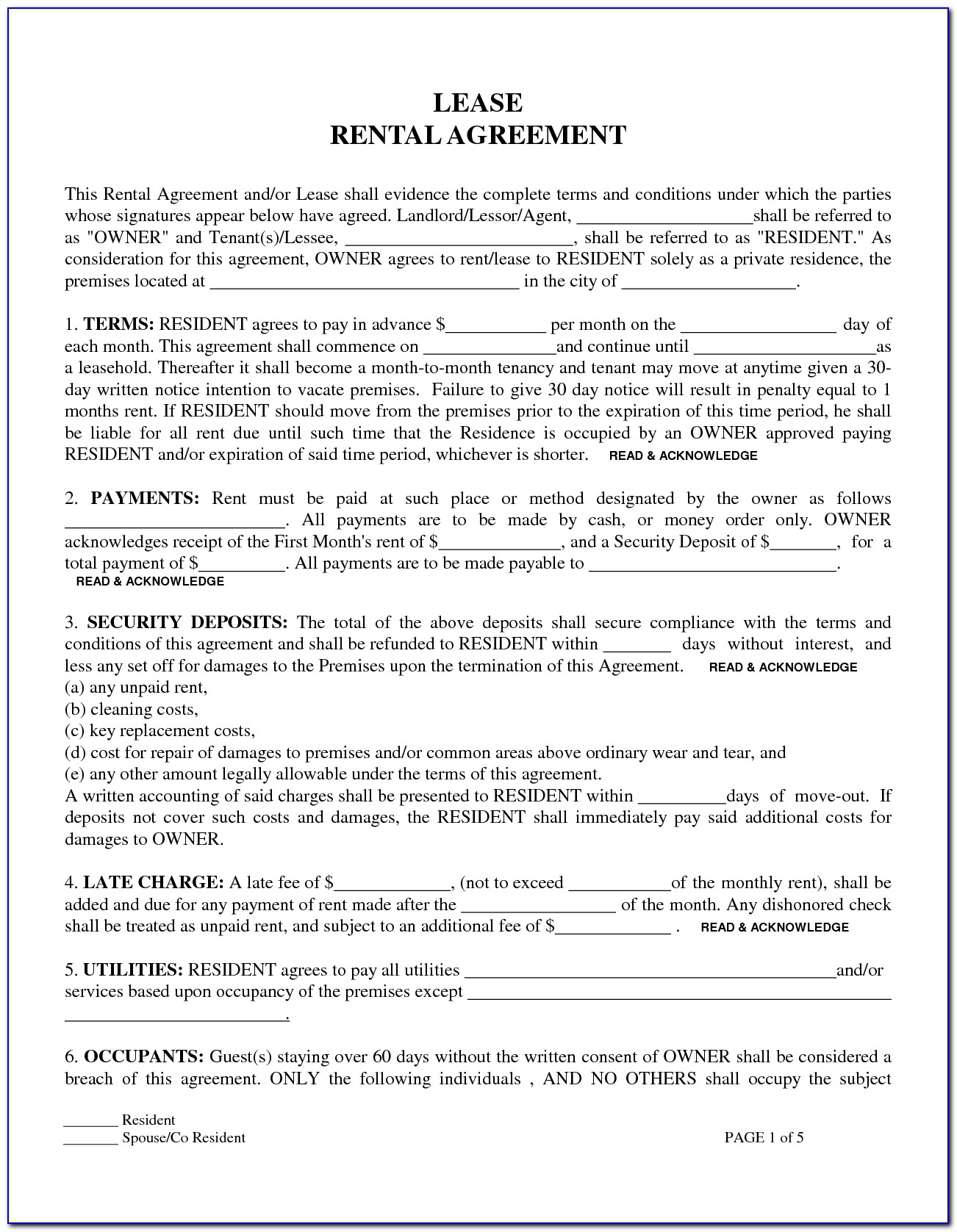 Renting Agreement Template Uk