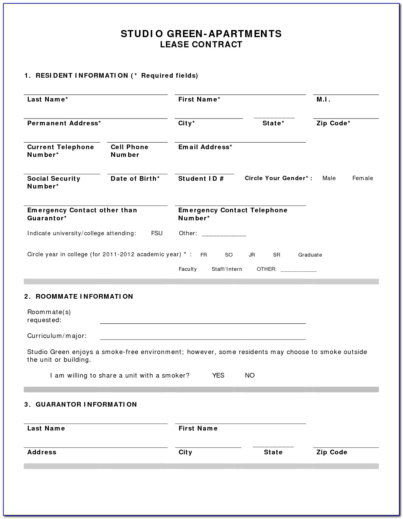 Renting Contract Template
