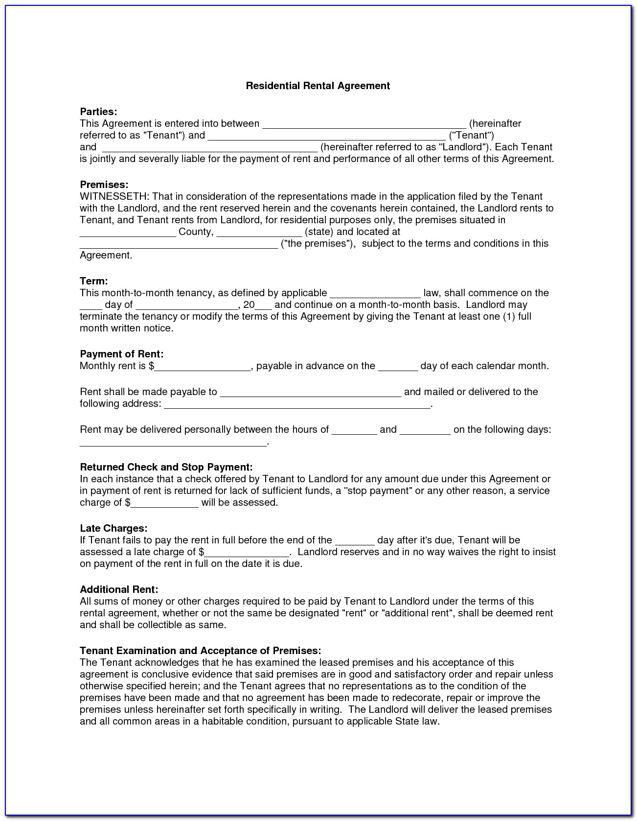 Residential Lease Agreement Template South Africa Free Download