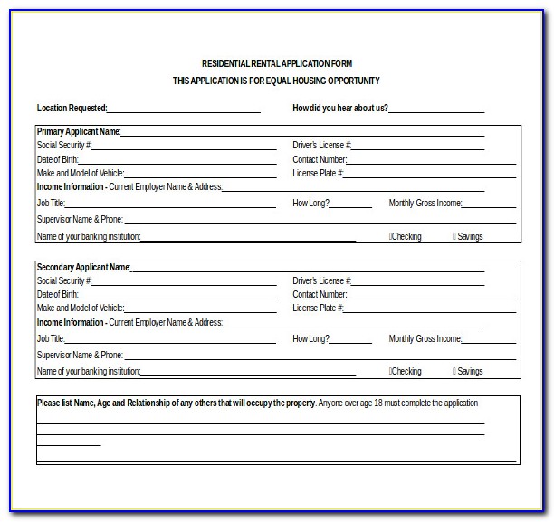 Residential Rental Application Forms